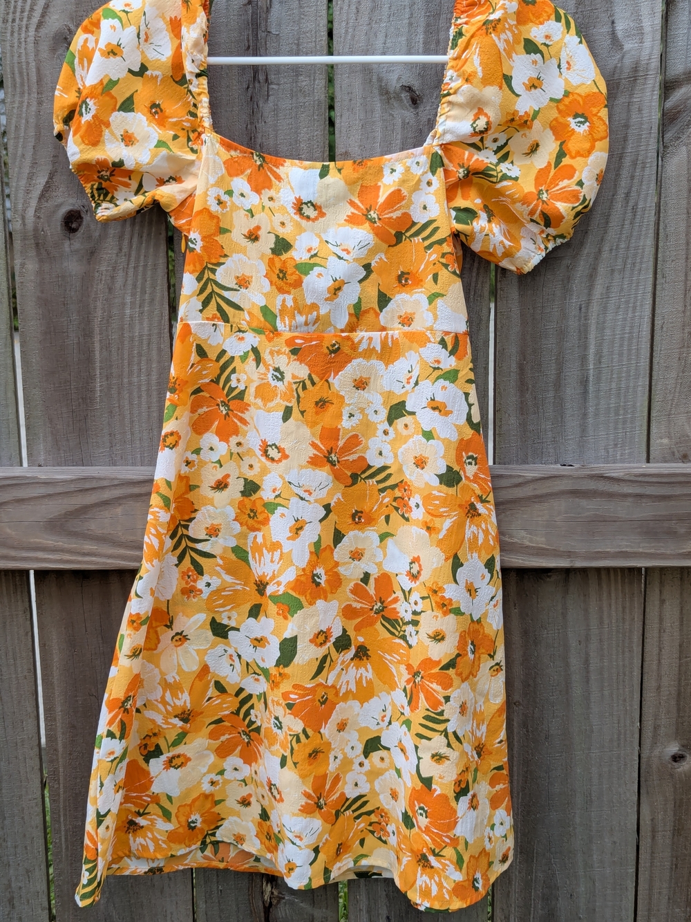 H&M Yellow & White Floral Puff-Sleeve Dress